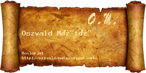 Oszvald Máté névjegykártya